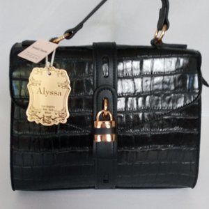 NWT Alyssa Vegan Handbag Satchel Style Black